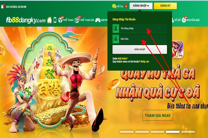 Điền thông tin đăng nhập