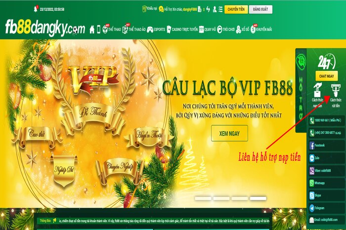 Liên hệ hỗ trợ rút tiền FB88